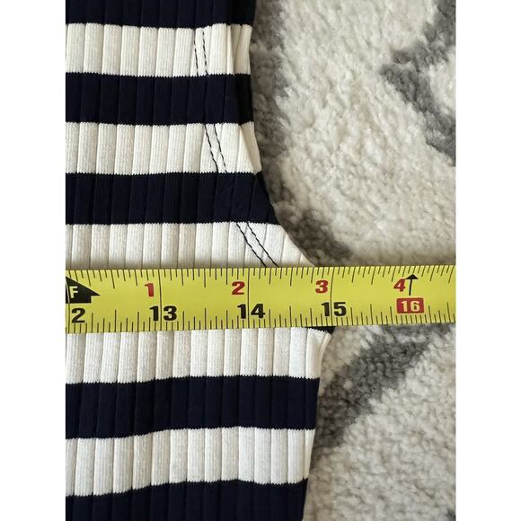 J. CREW 2025 Navy Striped Ribbed Knit Boatneck Maxi Dress Small Nautical Preppy - Picture 10 of 11